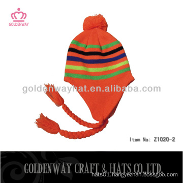 orange knitted hats earflaps dobby 2013 fashion knit hats custom design factory wholesale